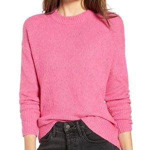 Something Navy Flecked Crewneck Sweater - PINK